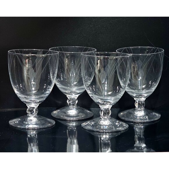 Fostoria Other - 4 Fostoria Heraldry Dessert Cocktail Glasses 3.5" oyster sherbet Art Deco 3oz US